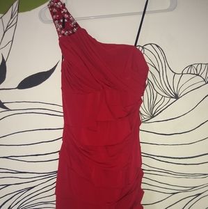 Thigh length red homecoming dress